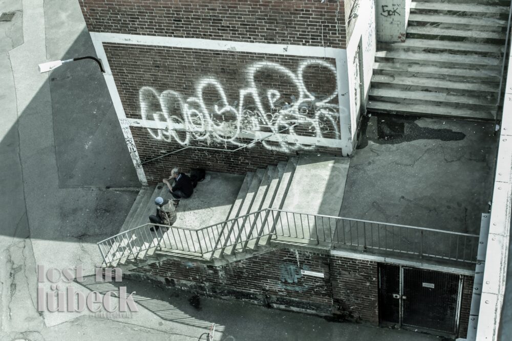 Wehdehof Lübeck Treppe mittlerweile abgerissen, Lost in Lübeck
