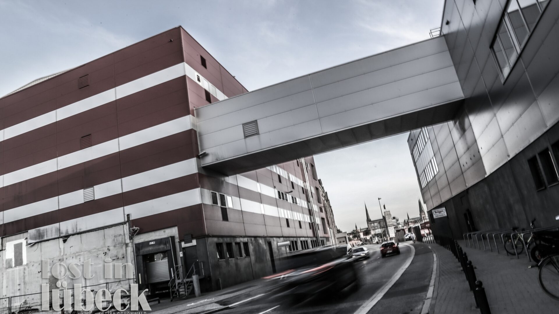 Hafenstrasse Lübeck Blick auf Brüggen die Cornflakesfabrik